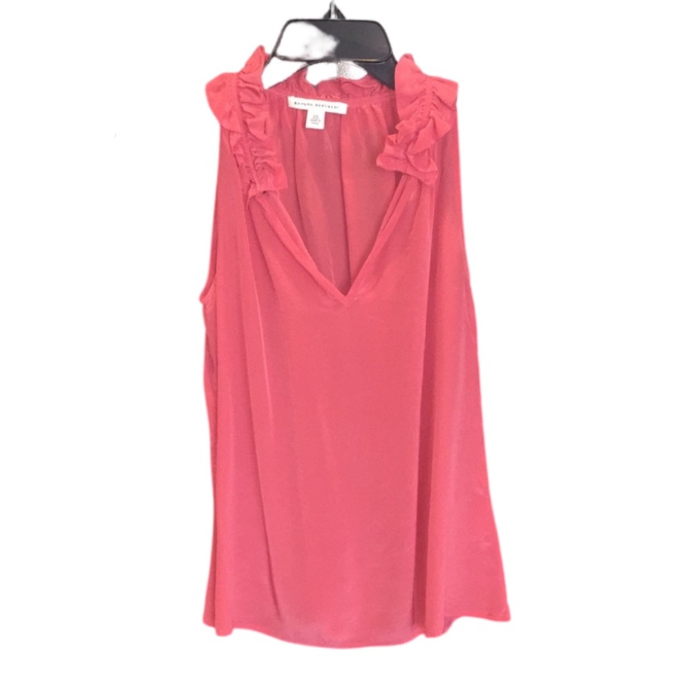 Banana Republic Silk Coral Ruffle Neck Top